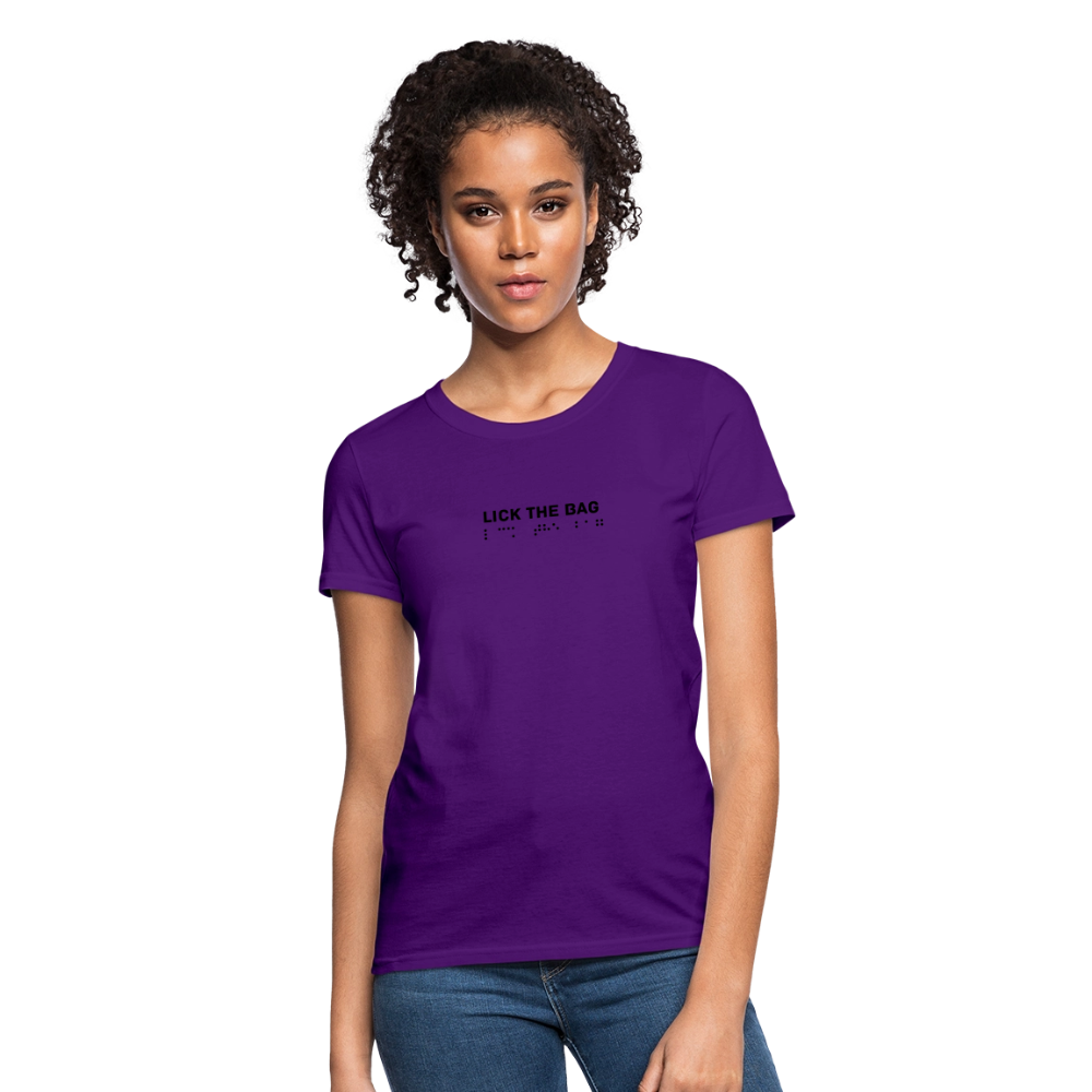 Women’s “Lick The Bag” Brail Logo Tee - purple