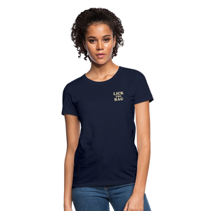 Women’s “Lick The Bag” Text Logo Tee - navy