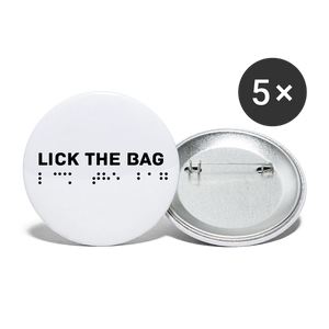 Lick The Bag Buttons large 2.2'' (5-pack - Brail) - white