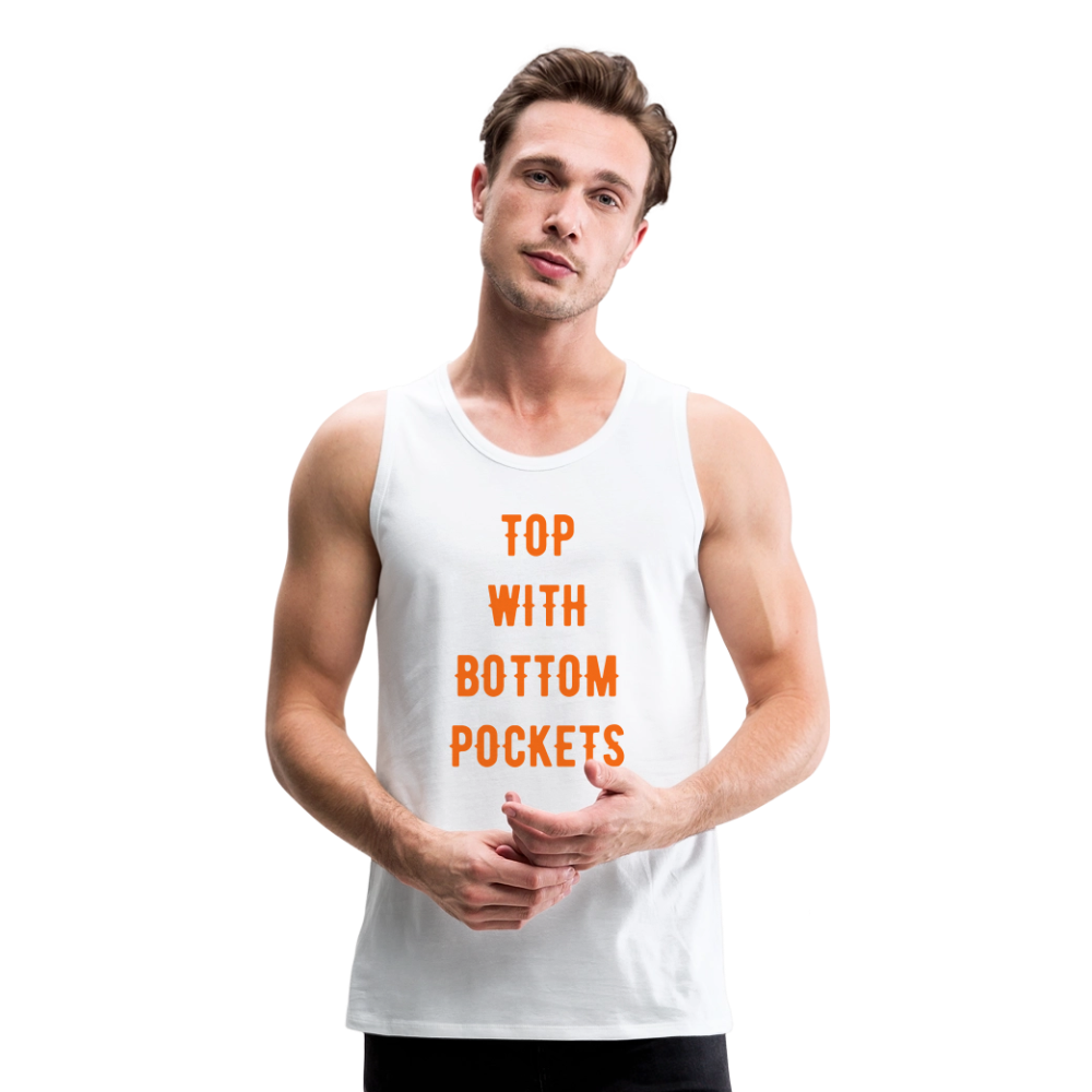 Top w/ Bottom Pockets - Men's Premium Tank Top - white