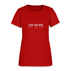 Women’s “Lick The Bag” Brail Logo Tee - red