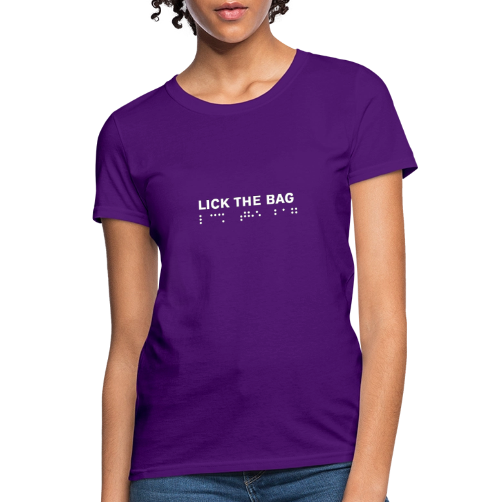Women’s “Lick The Bag” Brail Logo Tee - purple
