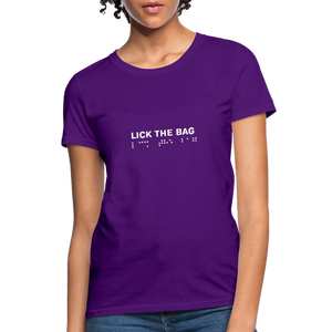 Women’s “Lick The Bag” Brail Logo Tee - purple