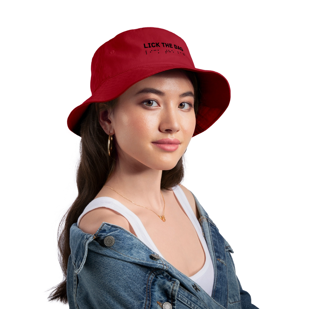 “Lick The Bag” Bucket Hat Brail - red