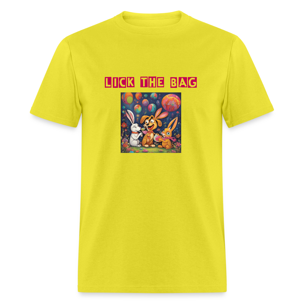 Unisex “Lick The Bag” T-Shirt (Bunny) - yellow