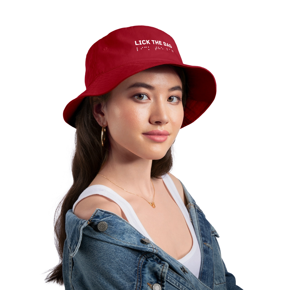 “Lick The Bag” Bucket Hat Brail - red