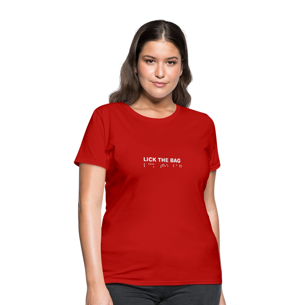 Women’s “Lick The Bag” Brail Logo Tee - red