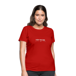 Women’s “Lick The Bag” Brail Logo Tee - red