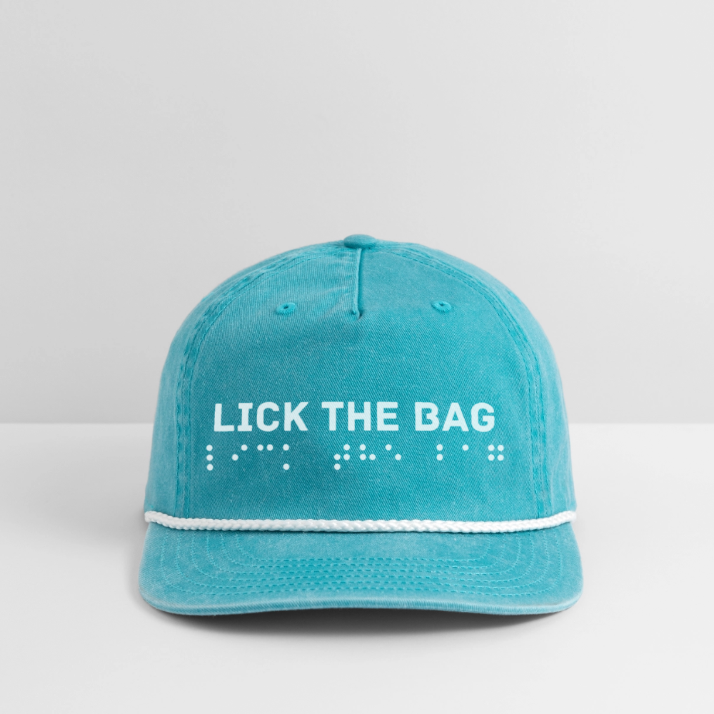 Vintage Wash “Lick The Bag” Brail Logo Cap - faded turquoise