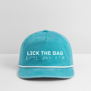 Vintage Wash “Lick The Bag” Brail Logo Cap - faded turquoise