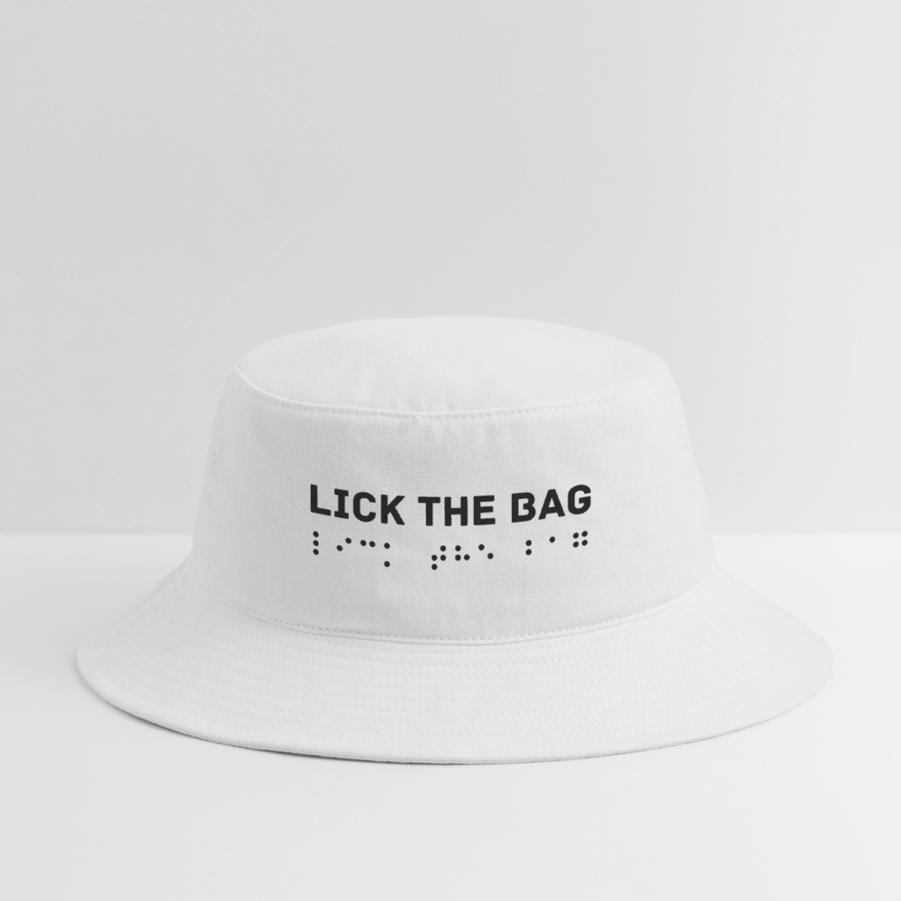 “Lick The Bag” Bucket Hat Brail - white