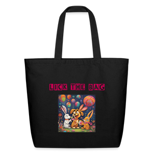 “Lick The Bag” Eco-Friendly Cotton Tote - Bunny - black