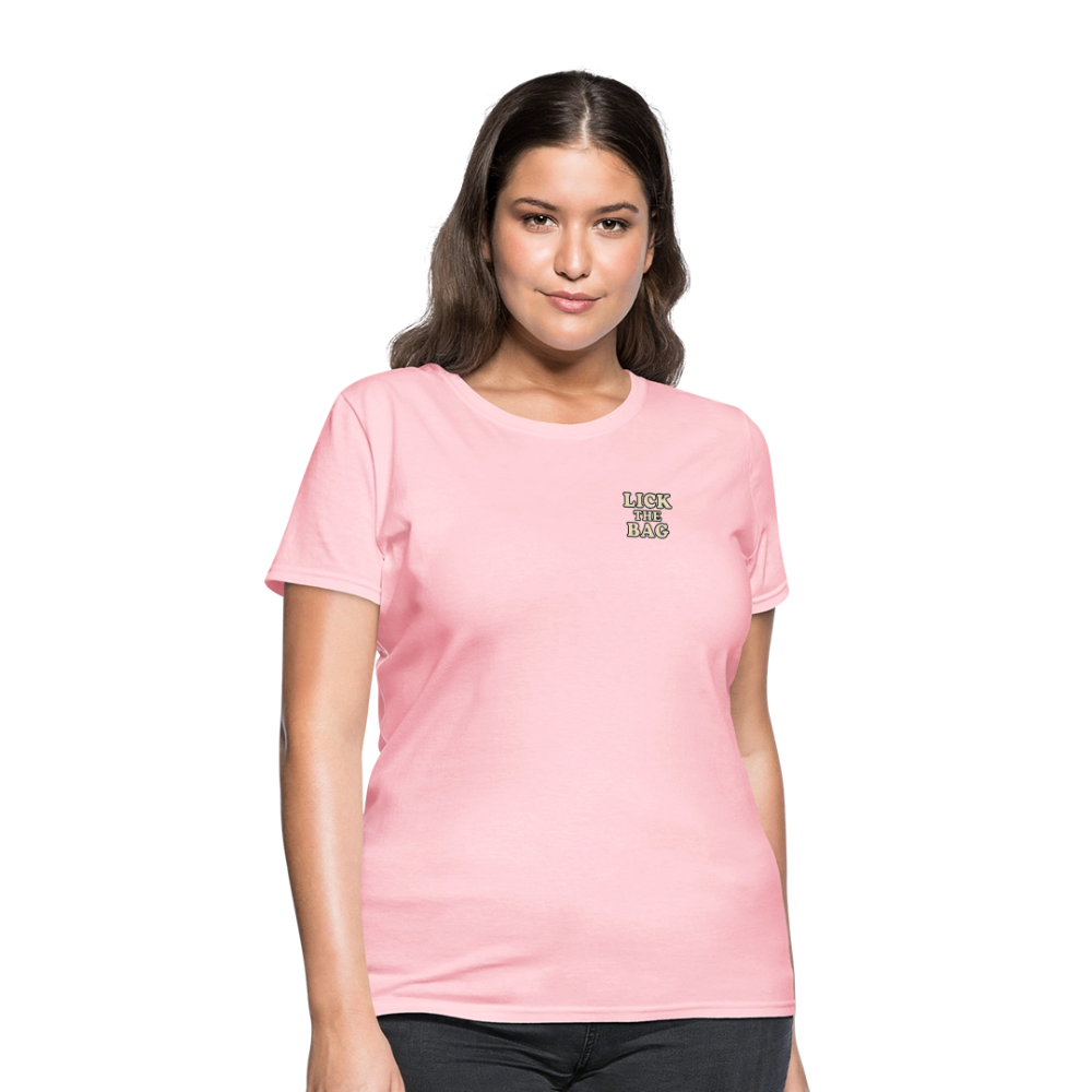 Women’s “Lick The Bag” Text Logo Tee - pink