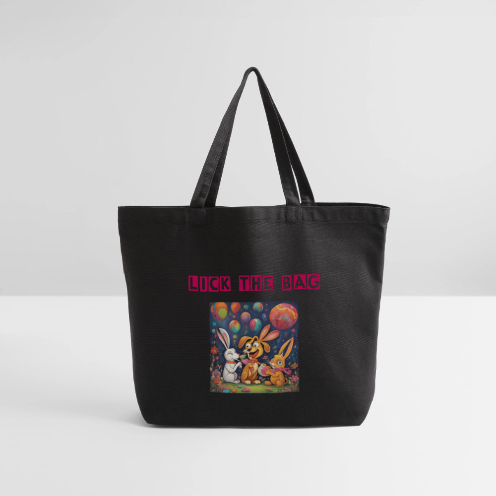 “Lick The Bag” Eco-Friendly Cotton Tote - Bunny - black