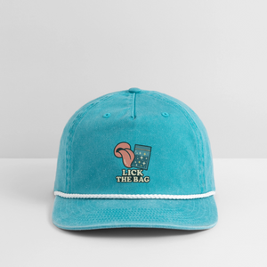 Vintage Wash “Lick The Bag” Image Logo Cap - faded turquoise
